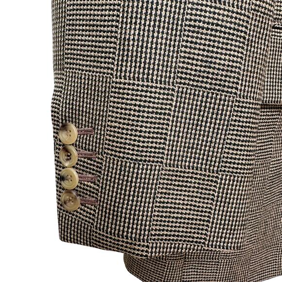 Paul Stuart Men’s 40S Wool Blazer Glen Plaid Brown Check Made in Canada - Picture 6 of 7